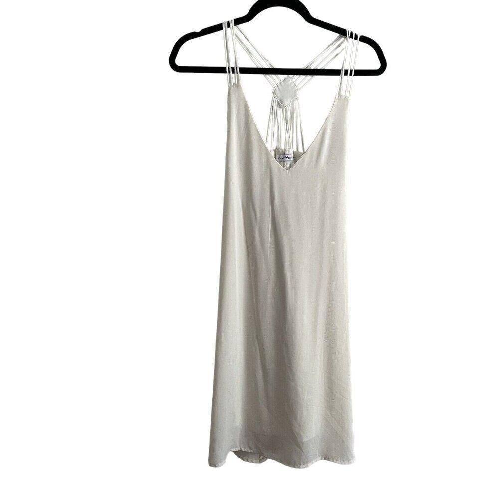 Dainty Hooligan Women SZ S Ivory Strappy V Neck Lined Short Swing Dress